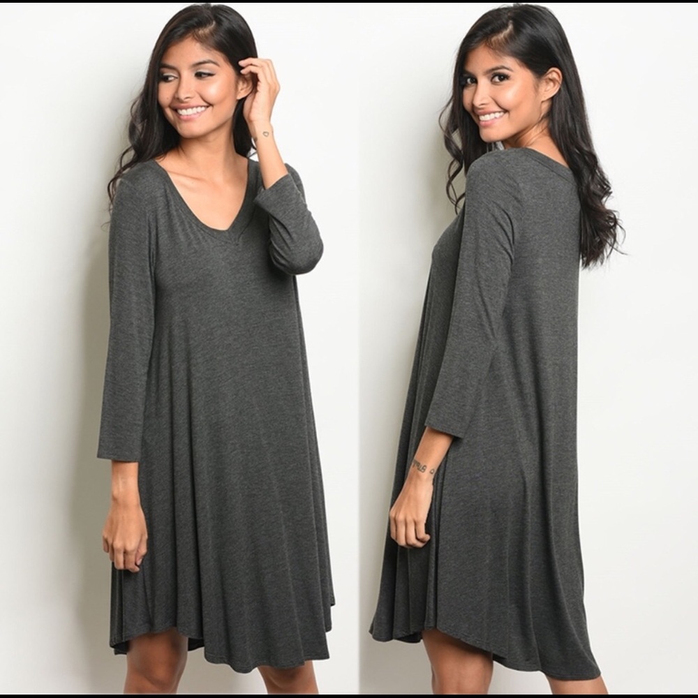 Gray Swing Midi Dress